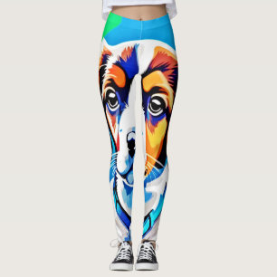 Puppy Portret: Kleurrijke Pup Leggings