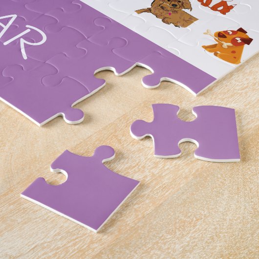 "PUPPY POWER"-puzzel met aangepaste naam puppy. Legpuzzel (Zijkant)