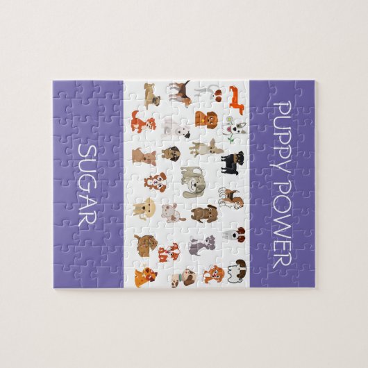 "PUPPY POWER"-puzzel met aangepaste naam puppy. Legpuzzel (Horizontaal)