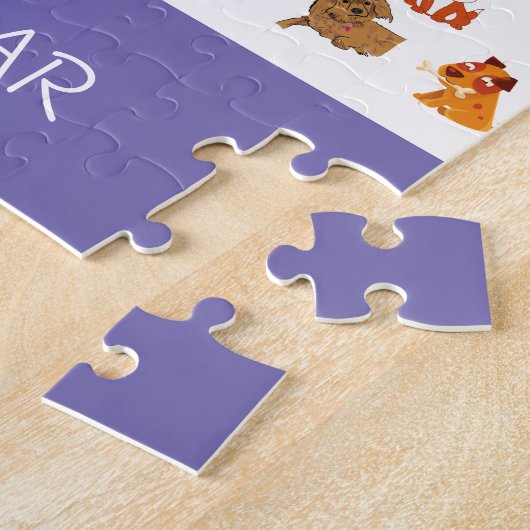 "PUPPY POWER"-puzzel met aangepaste naam puppy. Legpuzzel (Zijkant)