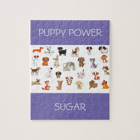 "PUPPY POWER"-puzzel met aangepaste naam puppy. Legpuzzel (Verticaal)
