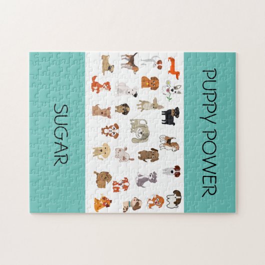"PUPPY POWER"-puzzel met aangepaste naam puppy. Legpuzzel (Horizontaal)