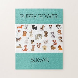 "PUPPY POWER"-puzzel met aangepaste naam puppy. Legpuzzel