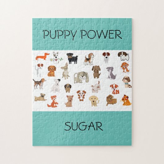 "PUPPY POWER"-puzzel met aangepaste naam puppy. Legpuzzel (Verticaal)