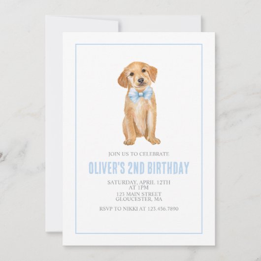 Puppy preppy geplakt verjaardag kaart (Voorkant)