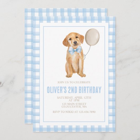 Puppy preppy geplakt verjaardag kaart (Voorkant / Achterkant)