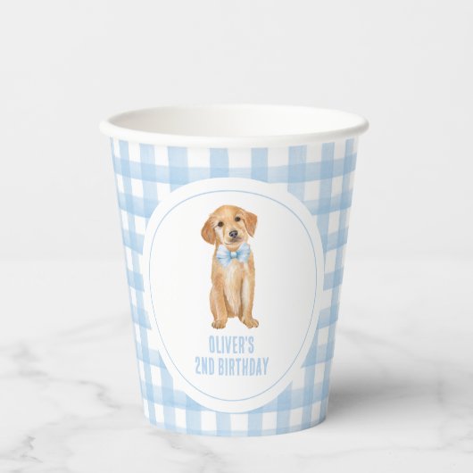 Puppy preppy geplakt verjaardag papieren bekers (Voorkant)