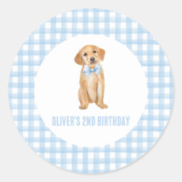 Puppy preppy geplakt verjaardag ronde sticker