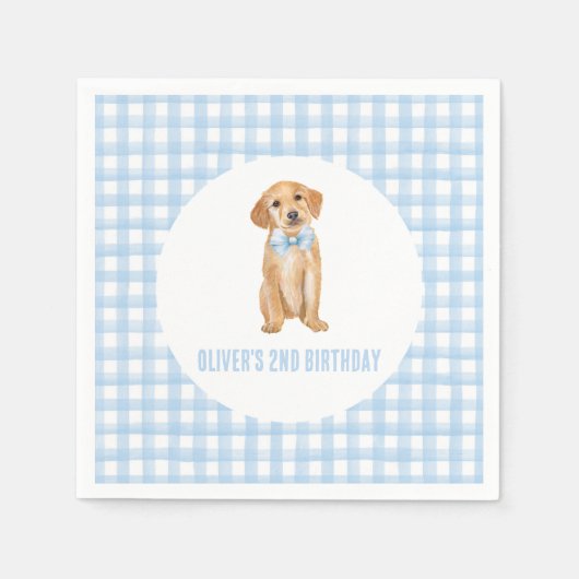 Puppy preppy geplakt verjaardag servet (Voorkant)