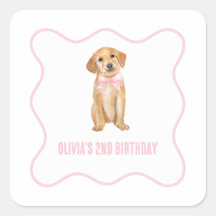 Puppy preppy roze geruite verjaardag