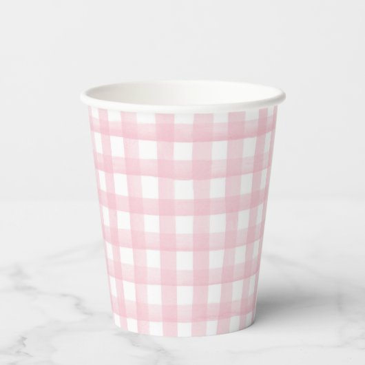 Puppy preppy roze plaid verjaardag papieren bekers (Achterkant)