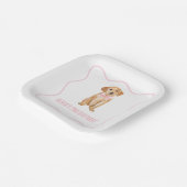 Puppy preppy roze plaid verjaardag papieren bordje (Gebogen)