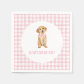 Puppy preppy roze plaid verjaardag servet (Voorkant)