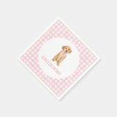 Puppy preppy roze plaid verjaardag servet (Hoek)