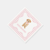 Puppy preppy roze plaid verjaardag servet (Hoek)