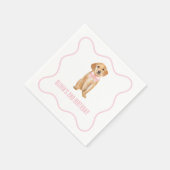 Puppy preppy roze plaid verjaardag servet (Hoek)