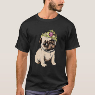Puppy prinses Pugs met tiara Cute for Dog Breede T-shirt