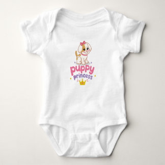 Puppy Prinses Schattig Meisje Hond Roze Strik Goud Romper