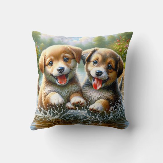 "Puppy Puddle Playtime" Kussen (Achterkant)