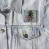 Puppy Pug Elf vierkante knop, pin Button 5,1 Cm (In situ)