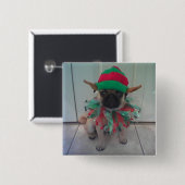 Puppy Pug Elf vierkante knop, pin Button 5,1 Cm (Voorkant /achterkant)