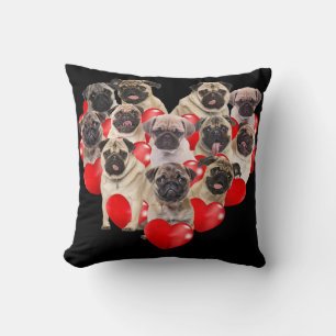Puppy Pugs Dog Heart   Valentijnsdag Cadeau Kussen