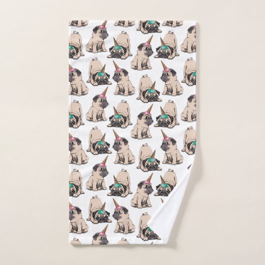 Puppy Pugs | Unicorn-patroon overbrengen Bad Handdoek (Handdoek)