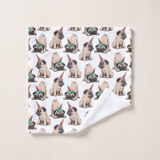 Puppy Pugs | Unicorn-patroon overbrengen Bad Handdoek (Wasdoekje)