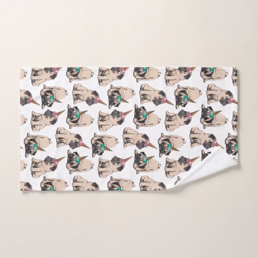 Puppy Pugs | Unicorn-patroon overbrengen Bad Handdoek (Handdoek)