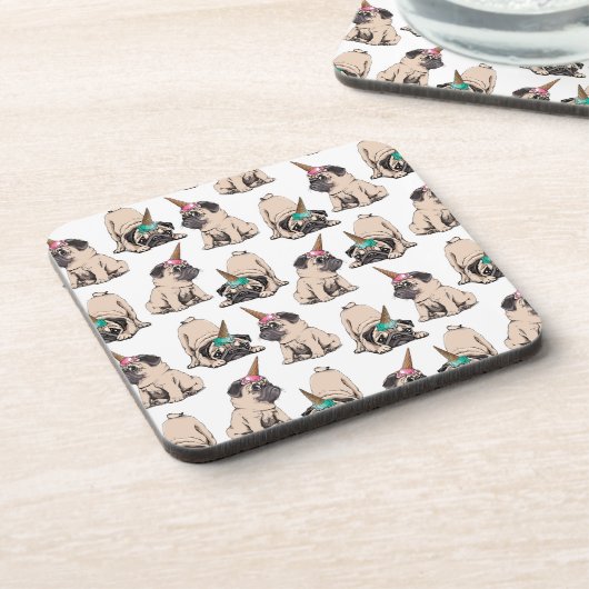 Puppy Pugs | Unicorn-patroon overbrengen Bier Onderzetter (Linkerzijde)