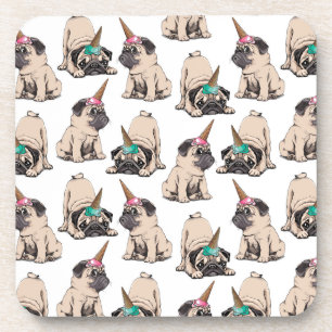 Puppy Pugs Unicorn-patroon overbrengen Bier Onderzetter