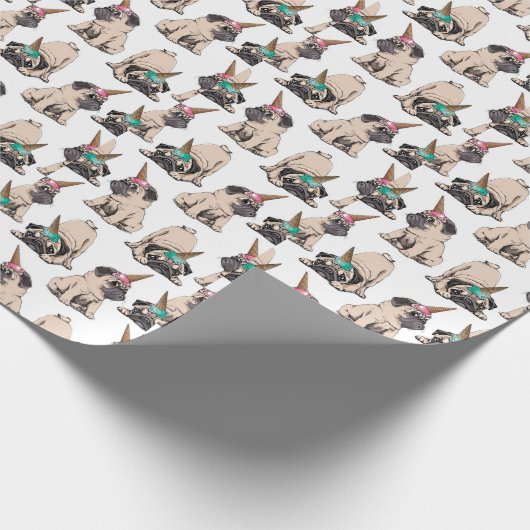 Puppy Pugs | Unicorn-patroon overbrengen Cadeaupapier (Hoek)