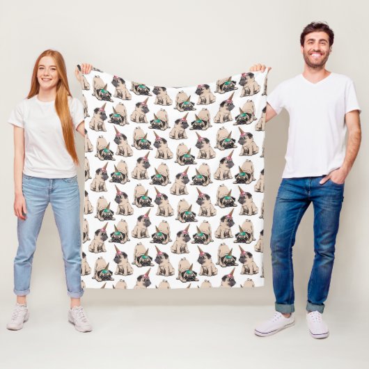 Puppy Pugs | Unicorn-patroon overbrengen Fleece Deken (In situ)