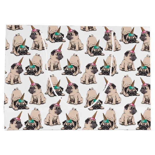 Puppy Pugs | Unicorn-patroon overbrengen Groot Cadeauzakje (Achterkant)