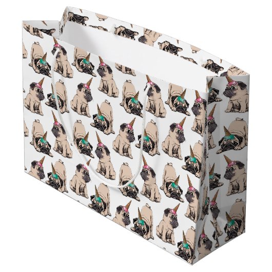 Puppy Pugs | Unicorn-patroon overbrengen Groot Cadeauzakje (Achterkant Gekanteld)