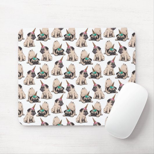 Puppy Pugs | Unicorn-patroon overbrengen Muismat (Met muis)