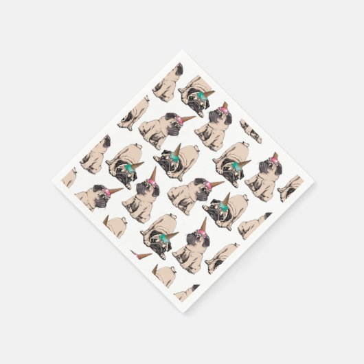 Puppy Pugs | Unicorn-patroon overbrengen Servet (Hoek)