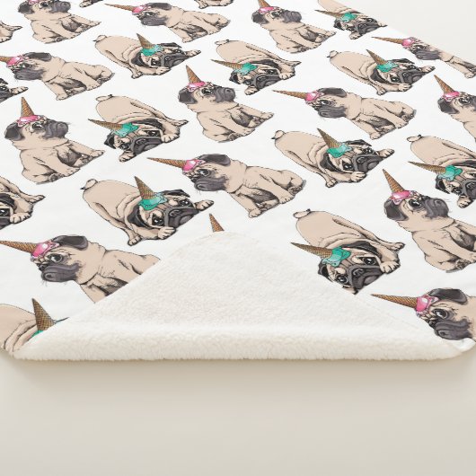 Puppy Pugs | Unicorn-patroon overbrengen Sherpa Deken (3/4)