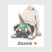 Puppy Pugs | Unicorn-patroon overbrengen Sticker (Vel)