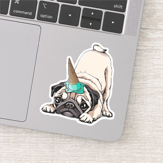 Puppy Pugs | Unicorn-patroon overbrengen Sticker (Detail)