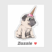 Puppy Pugs | Unicorn-patroon overbrengen Sticker (Vel)
