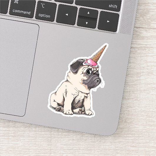 Puppy Pugs | Unicorn-patroon overbrengen Sticker (Detail)