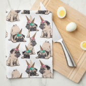 Puppy Pugs | Unicorn-patroon overbrengen Theedoek (Quarter Fold)