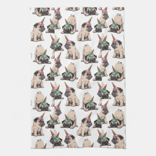 Puppy Pugs Unicorn-patroon overbrengen Theedoek