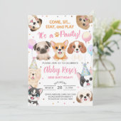 Puppy, puppies, feestdag voor een meisje. kaart (Staand voorkant)