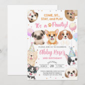 Puppy, puppies, feestdag voor een meisje. kaart (Voorkant / Achterkant)