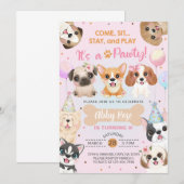 Puppy, puppies, uitnodiging voor een meisje. (Voorkant / Achterkant)