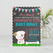Puppy Puppy Paw-ty Birthday Kaart (Staand voorkant)