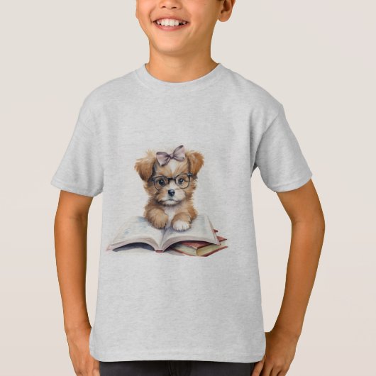 Puppy Reader Kinderen Basic T-shirt (Voorkant)