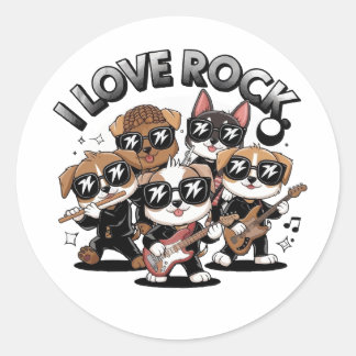 Puppy rock band ronde sticker